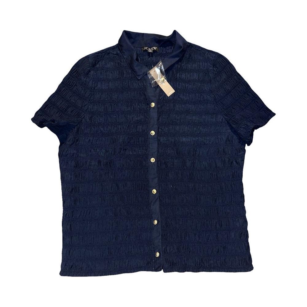 J. Crew Navy Blue Textured Blouse